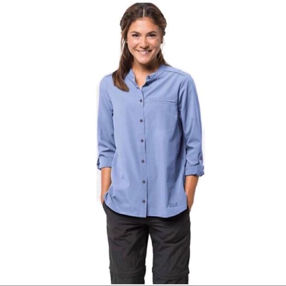 New! Jack Wolfskin Blue Victoria Button Down XXL - Picture 1 of 7